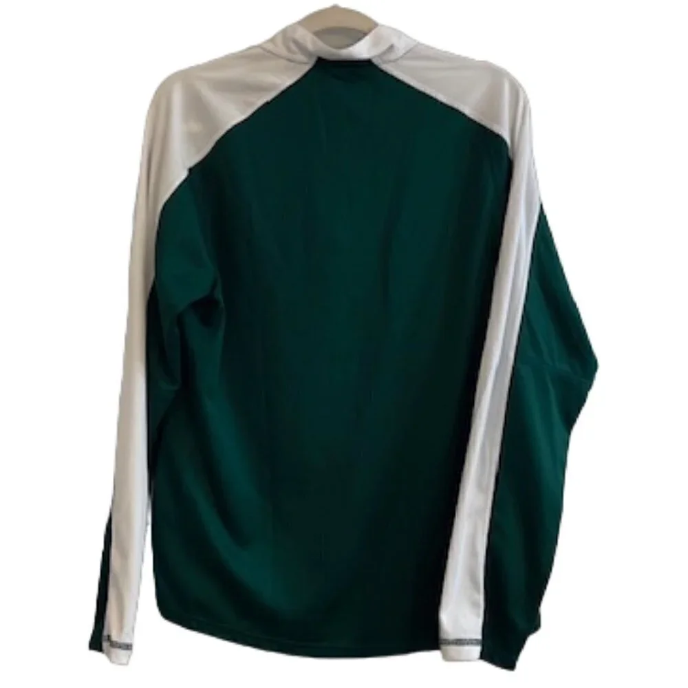Men's Adidas Green, White Long-Sleeve Quarter-Zip Shirt, Size Small